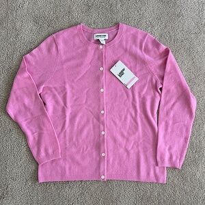 NWT Women's Cashmere Cardigan Sweater, Land's End, Petite Small, Aster Pink